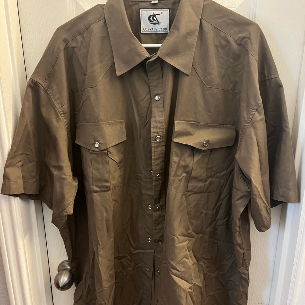 Coevals Club  - Men’s Khaki green - pearl snap shirt - size 3XL